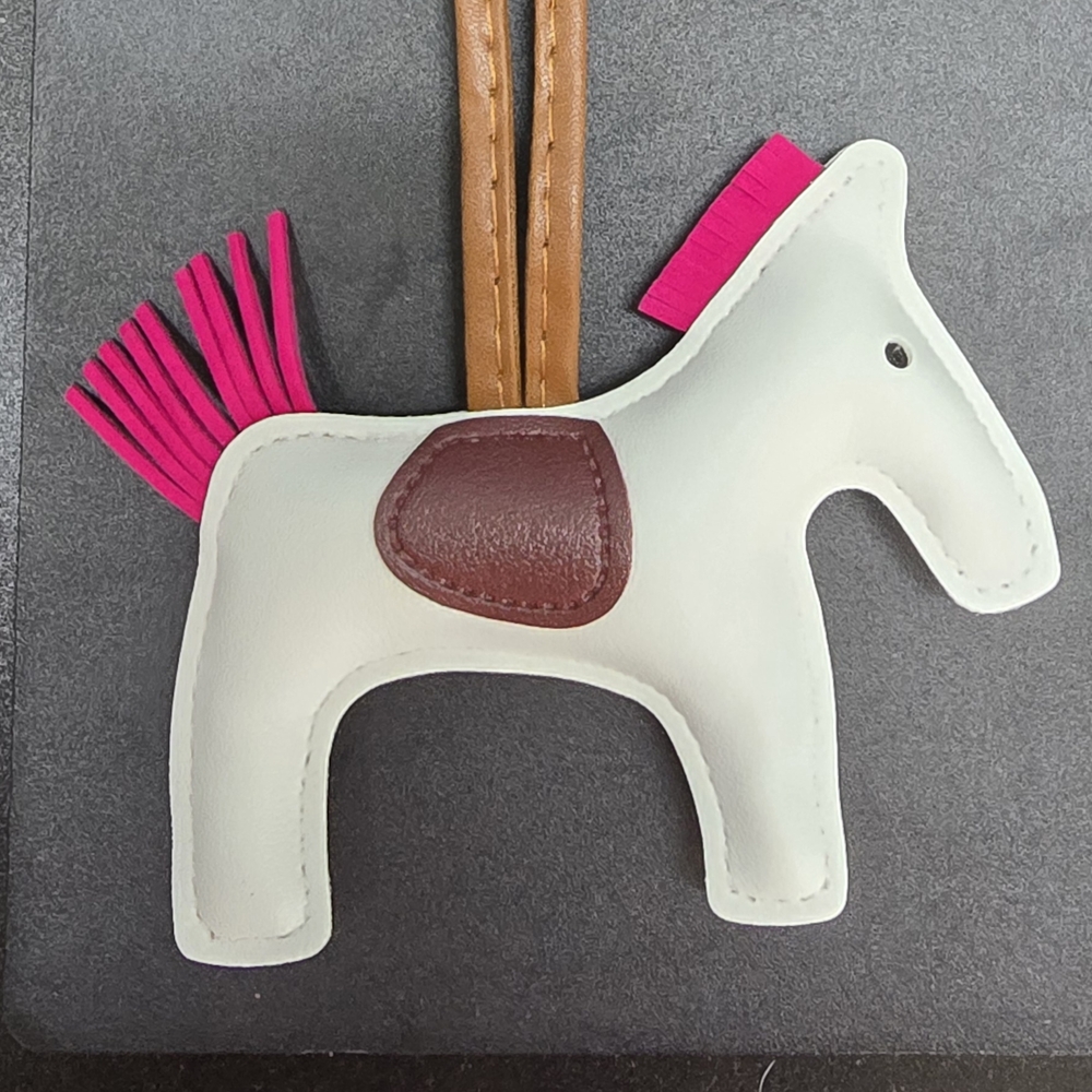 Grey and Pink Horse Bag Charm